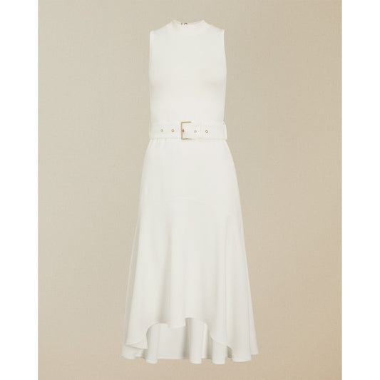 Women Corvala-Midi Dress With Dip Hem Fluted Skirt - Ivory