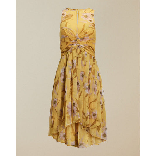 Women Fabulas-Cabana Ruched Pleated Midi Dress - Yellow
