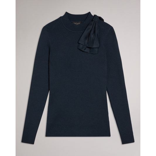 Women Ambher-Extravagant Bow Jumper - Navy
