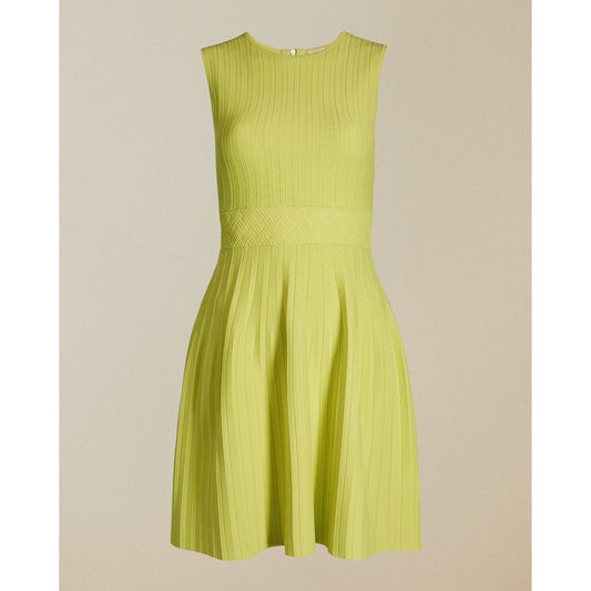 Women Balieey-Stitch Detail Knitted Sleevless Dress - Lime