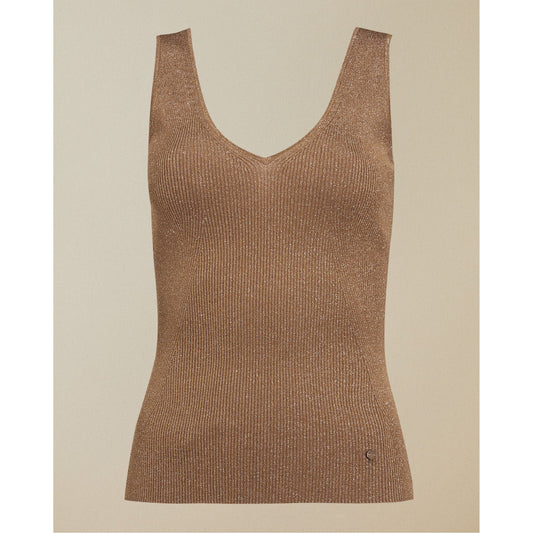 Women Niyalia-Skinny V Neck Rib Tank - Bronze