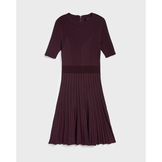 Women Stelila-Short Sleeve Rib Skater Dress - Deep-Purple