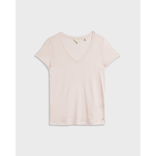 Women Emyila-V Neck Loose Fitted Tee - Light-Pink