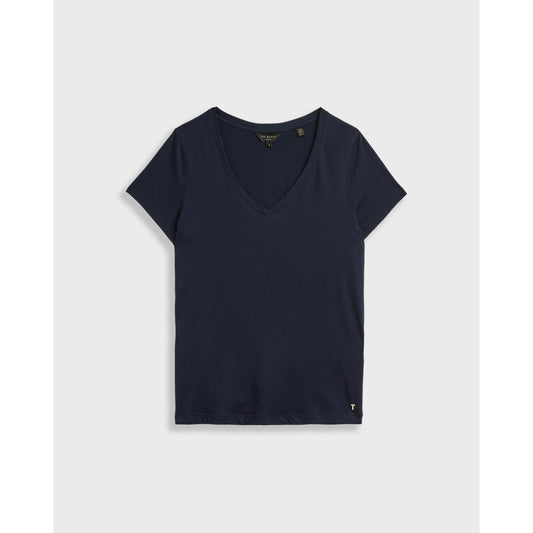 Women Emyila-V Neck Loose Fitted Tee - Navy