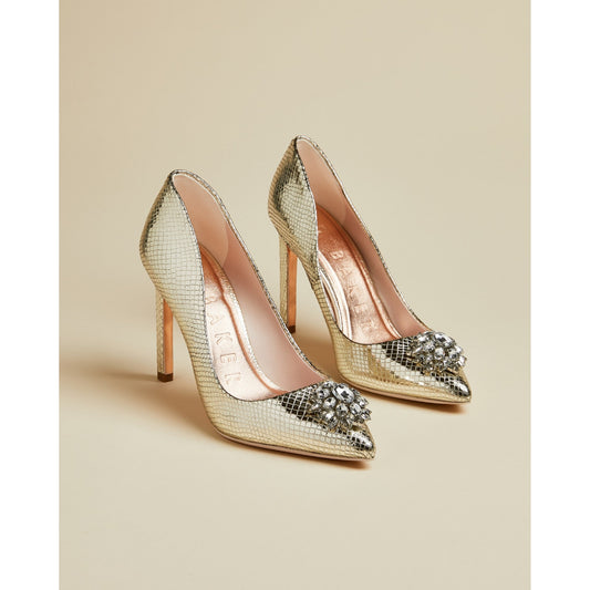 Women Elannam-Snake Embossed High Heel Brooch Court - Bronze