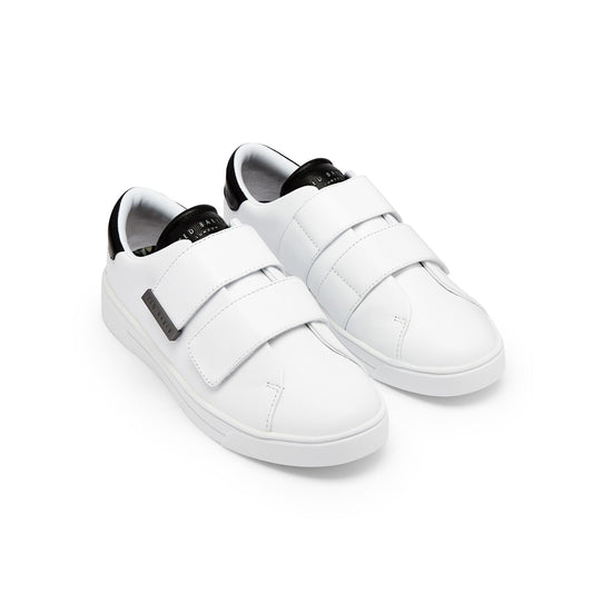 Women Venil-Double Strap  Trainer With Black Tipping - White