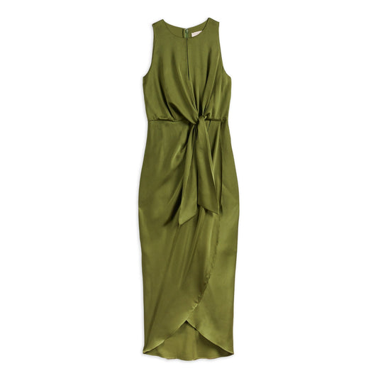 Women Pohshan-Keyhole Detail Midi Dress - Khaki