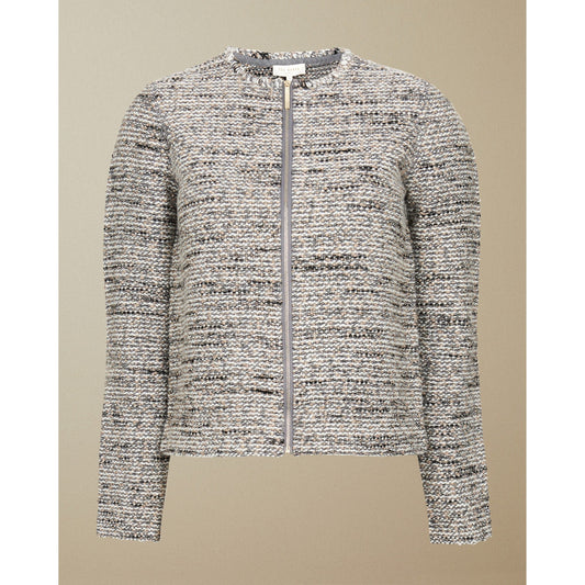 Women Helyinn-Knitted Boucle Zip Jacket - Grey