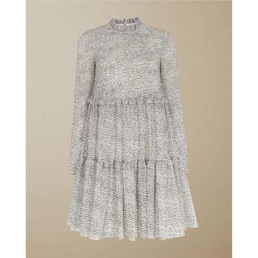 Women Phenia-Long Sleeve Spot Flock Mini Dress - Ivory