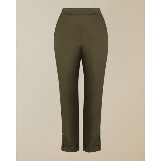 Women Ilaria-Hem Detail Formal Joggers - Khaki