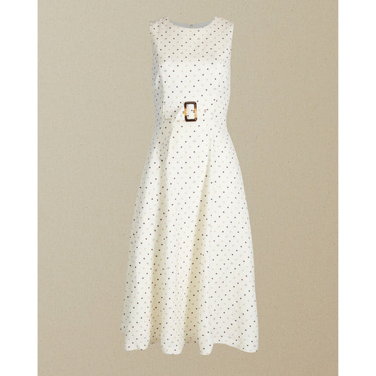 Women Caryla-A Line Belted Midi Dress - Ivory