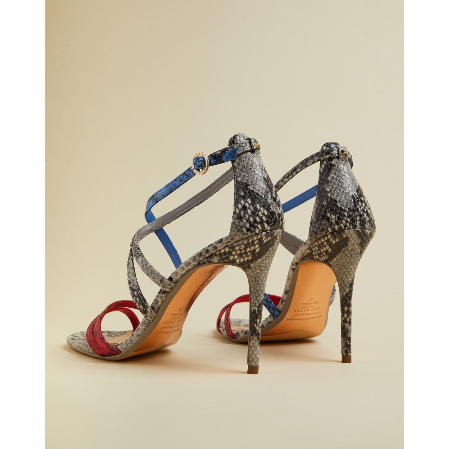 Women Oraliee-Mixed Snake Embossed Strappy Sandal - Grey