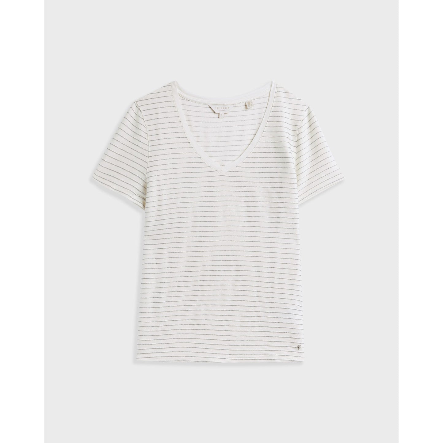 Women Giianai-V Neck Relaxed Striped Tee - Ivory