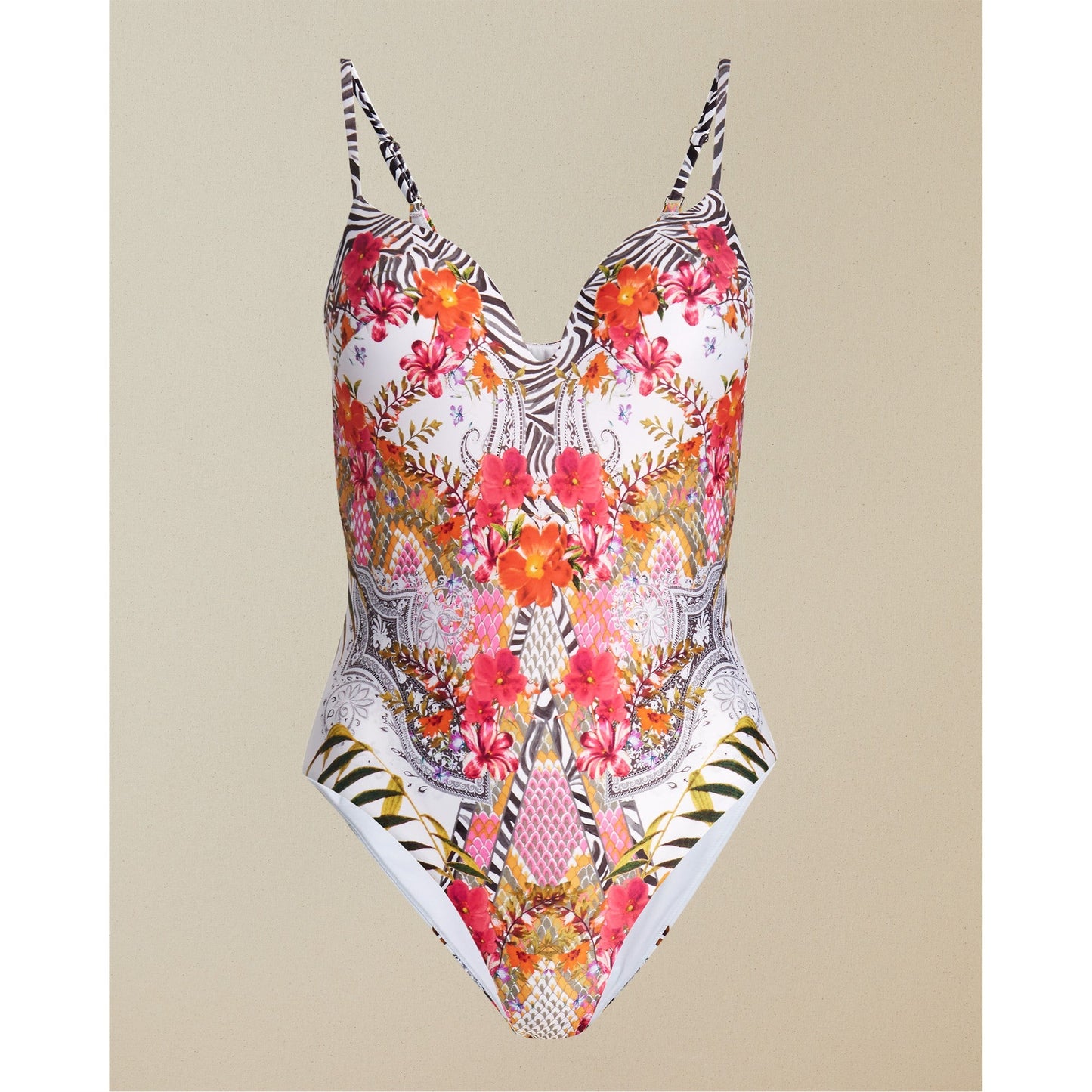 Women Ollimpi-Samba Plunge Sweetheart Neckline Swimsuit - Ivory