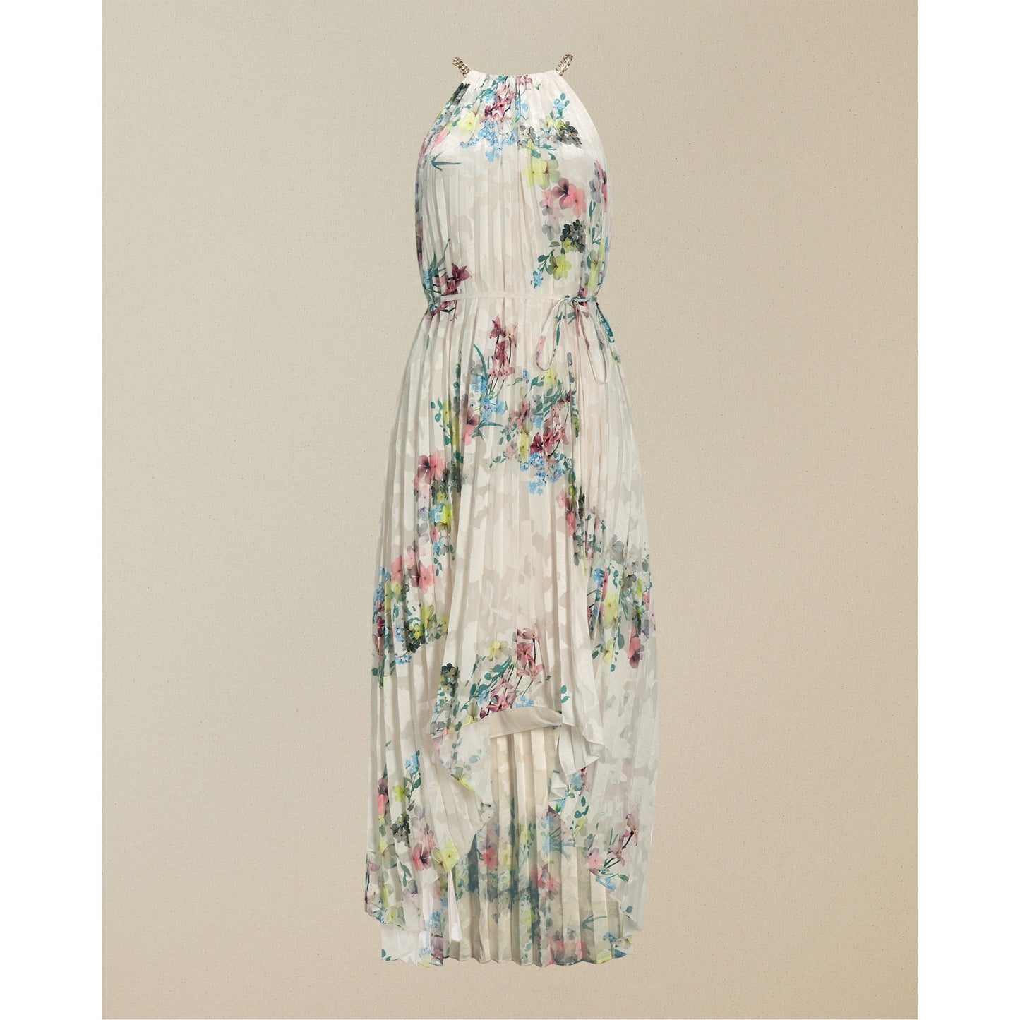 Women Threlin-Pergola Pleated Halterneck Dress - Ivory