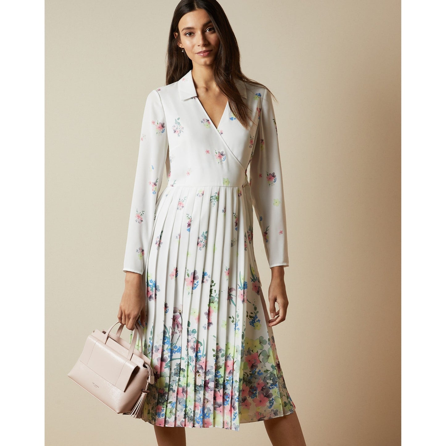 Women Ellian-Pergola Printed Long Slv Midi Dress - Ivory