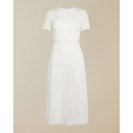 Women Yanahli-Short Sleeve Lace Midi Dress - Ivory