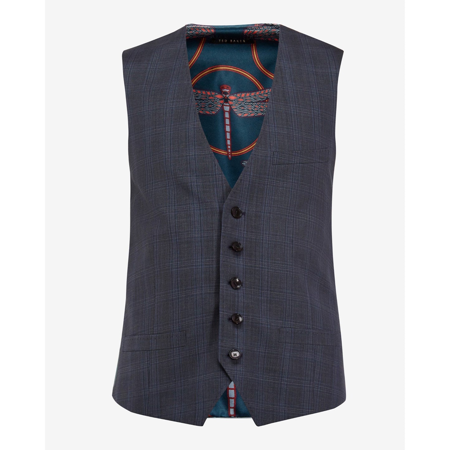 Men Rivdebw-Fashion Fit Debonair Check Suit Waistcoat - Blue