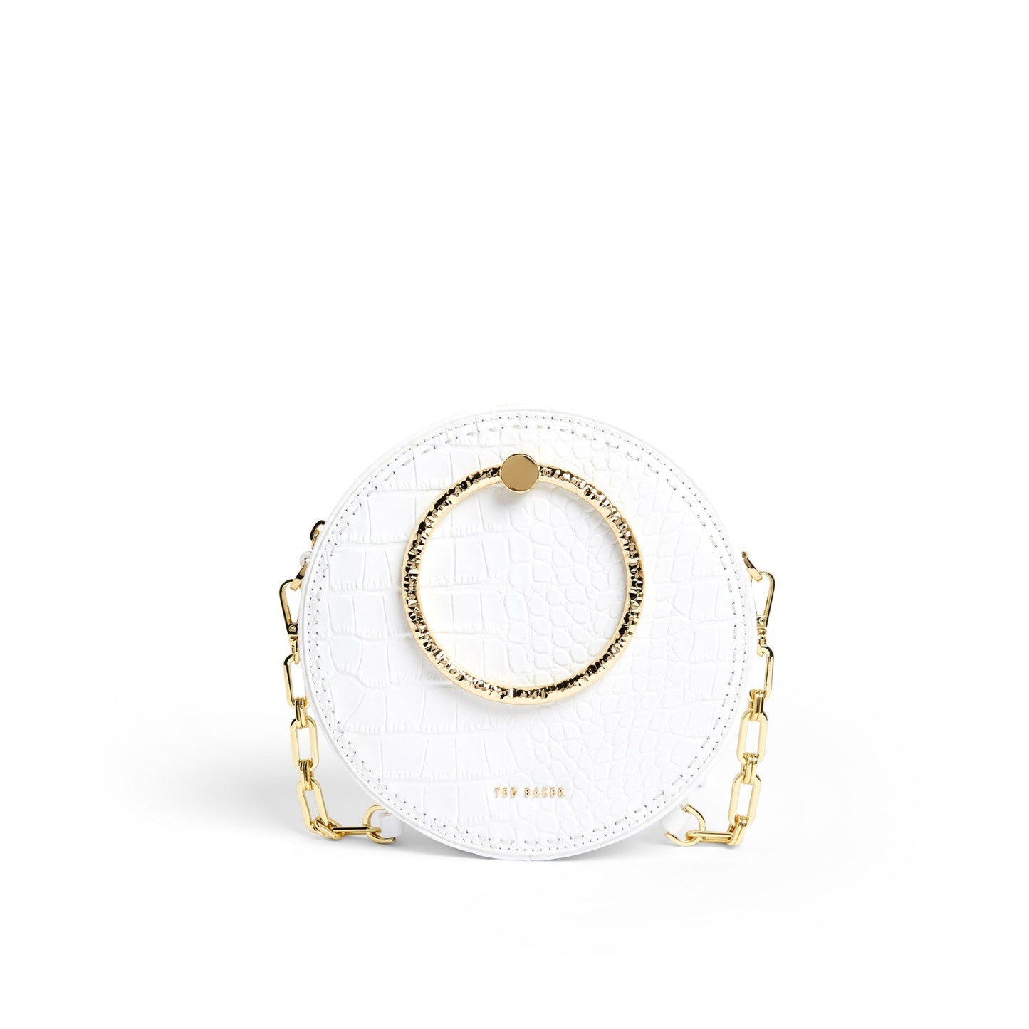 Women Millah-Textured Handle Croc Emboss Circle Xbody - Ivory