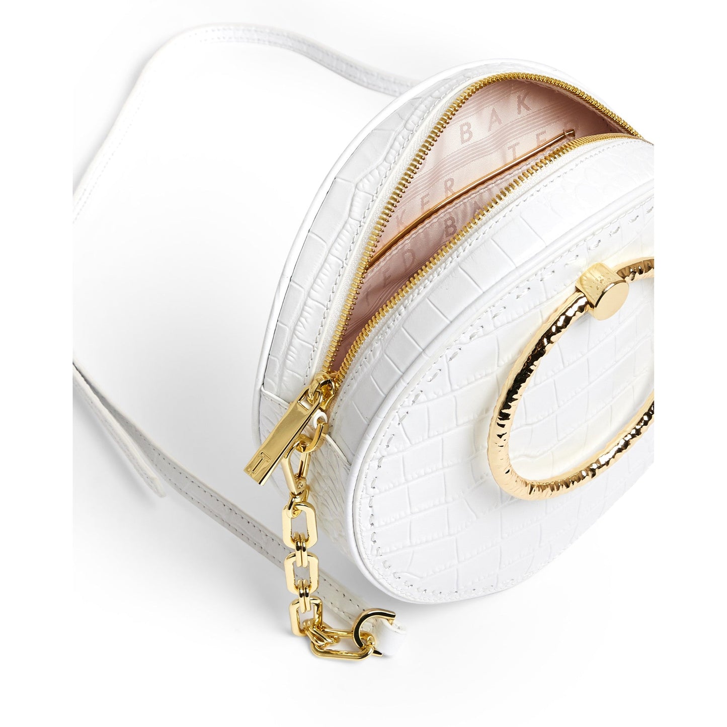 Women Millah-Textured Handle Croc Emboss Circle Xbody - Ivory