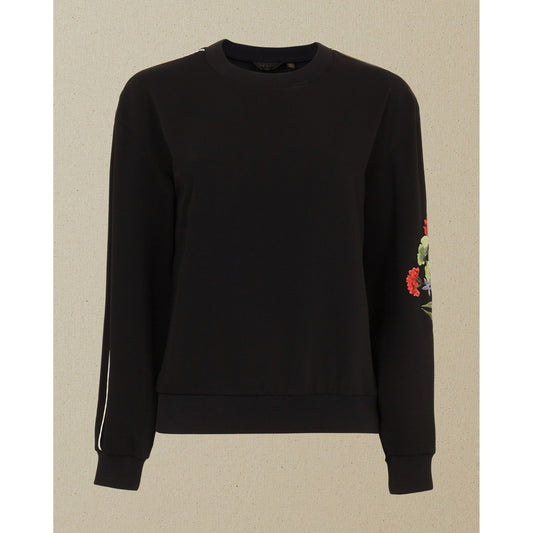 Women Krina-Highland Embroidered Sweat With Side Stripes - Black