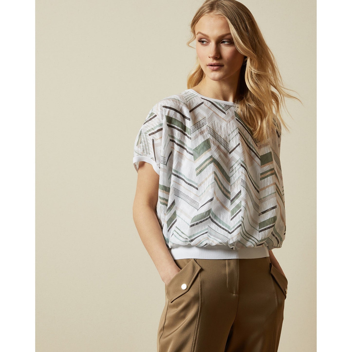 Women Vilanta-Everglade Burnout Blouson Top - White