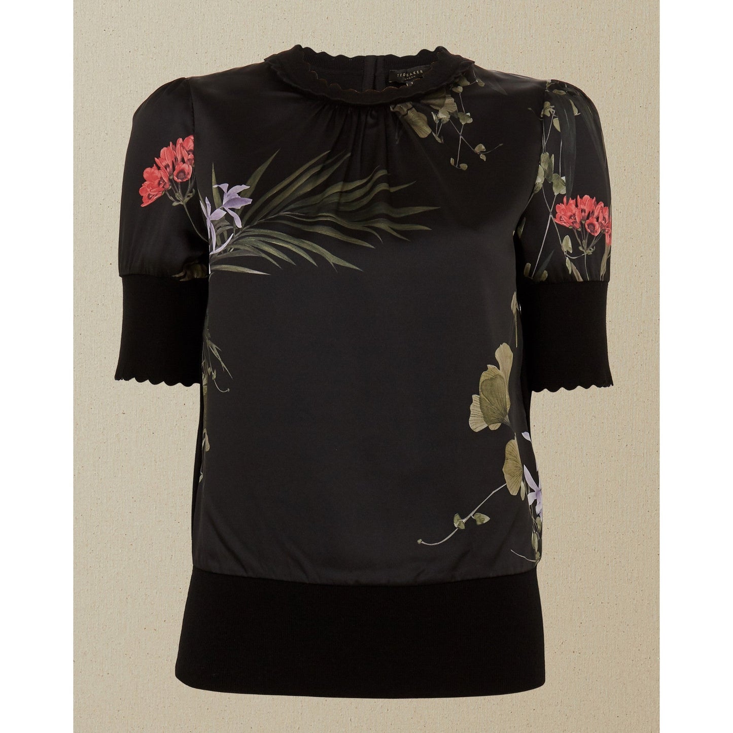 Women Tileeyy-Short Sleeved Highland Woven Jumper - Black