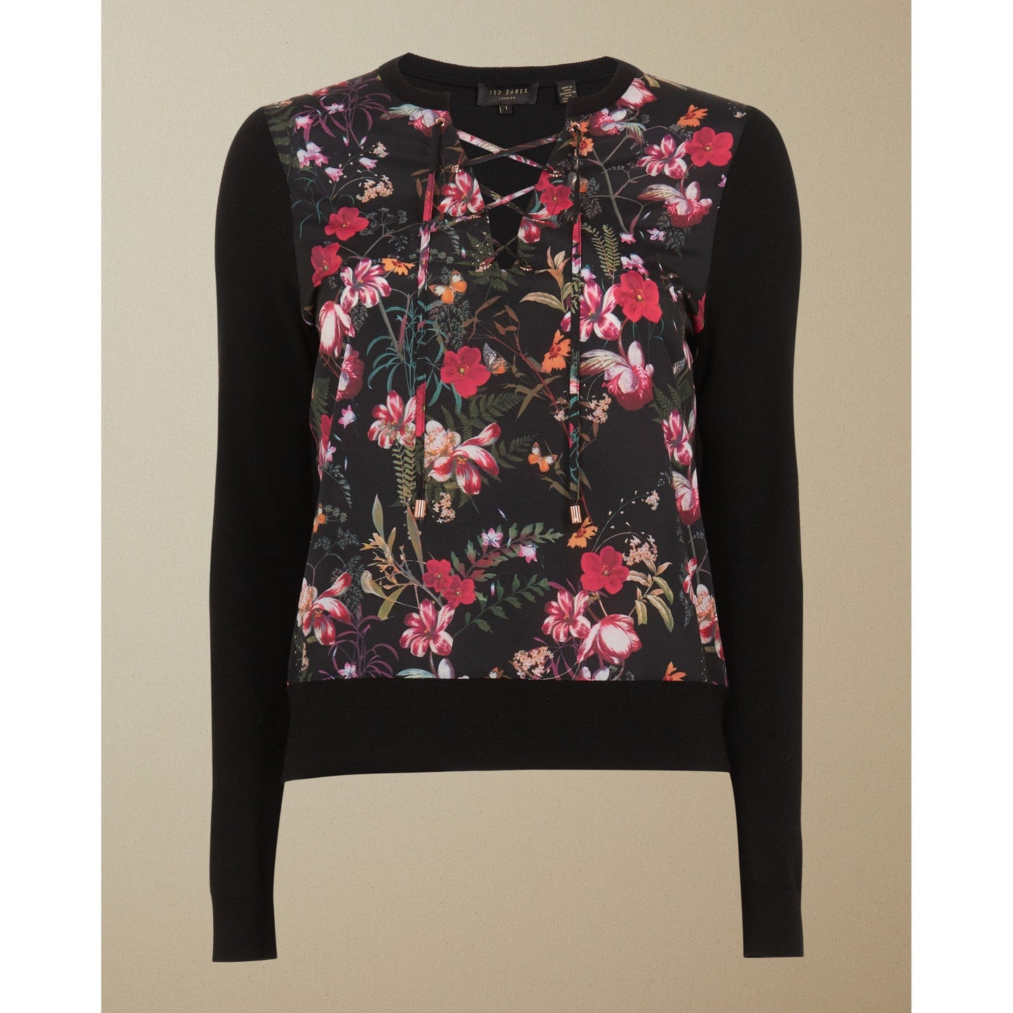 Women Graciiy-Fern Forest Woven Front Jumper - Black