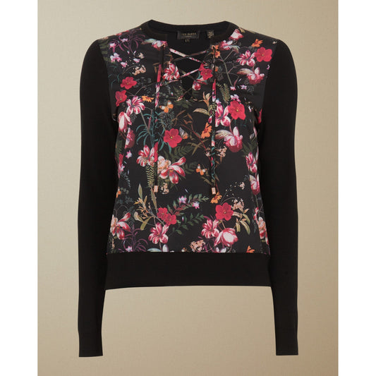 Women Graciiy-Fern Forest Woven Front Jumper - Black
