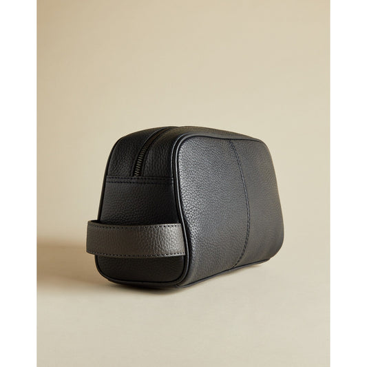Men Snax-Core Leather Washbag - Navy