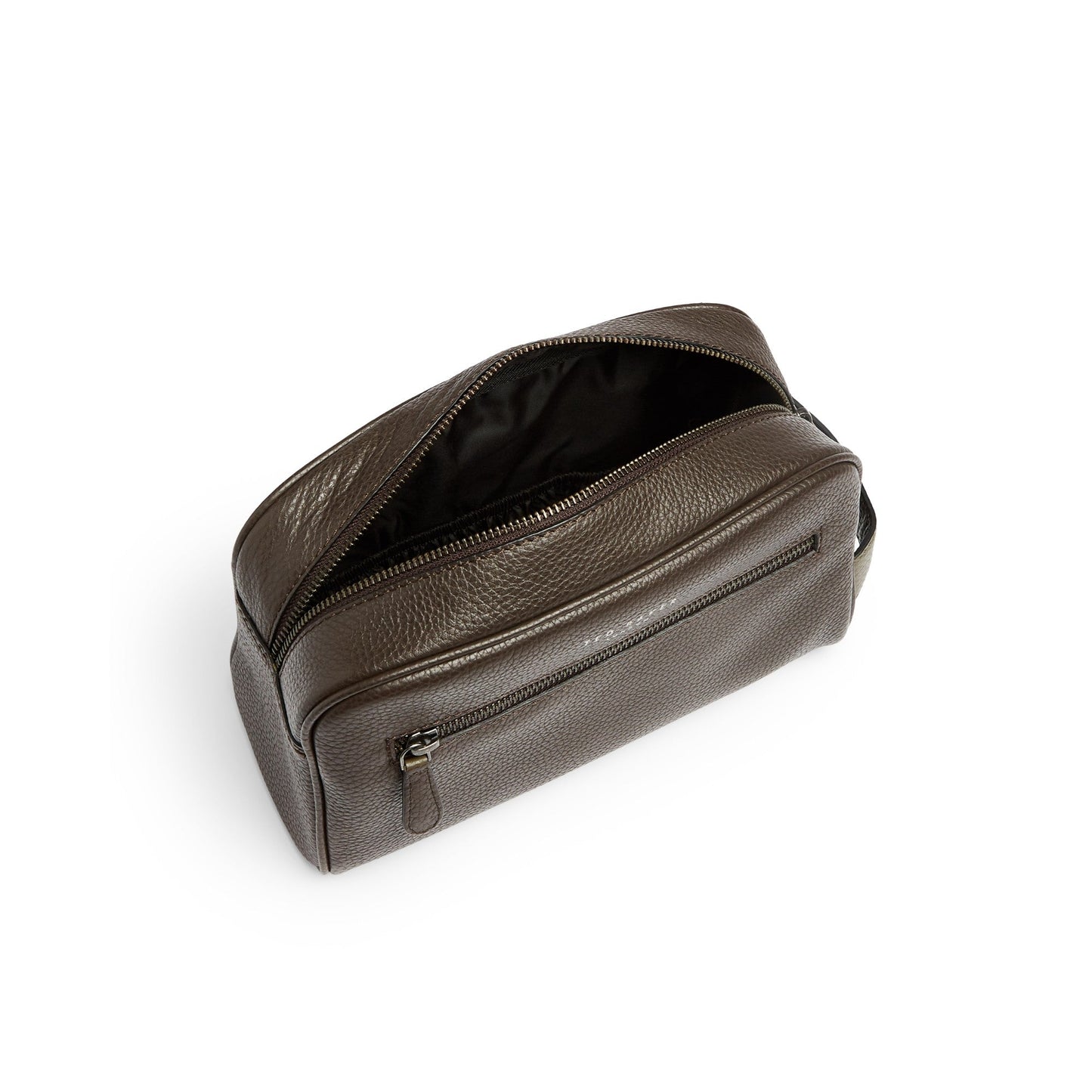 Men Snax-Core Leather Washbag - Xbrnchocol