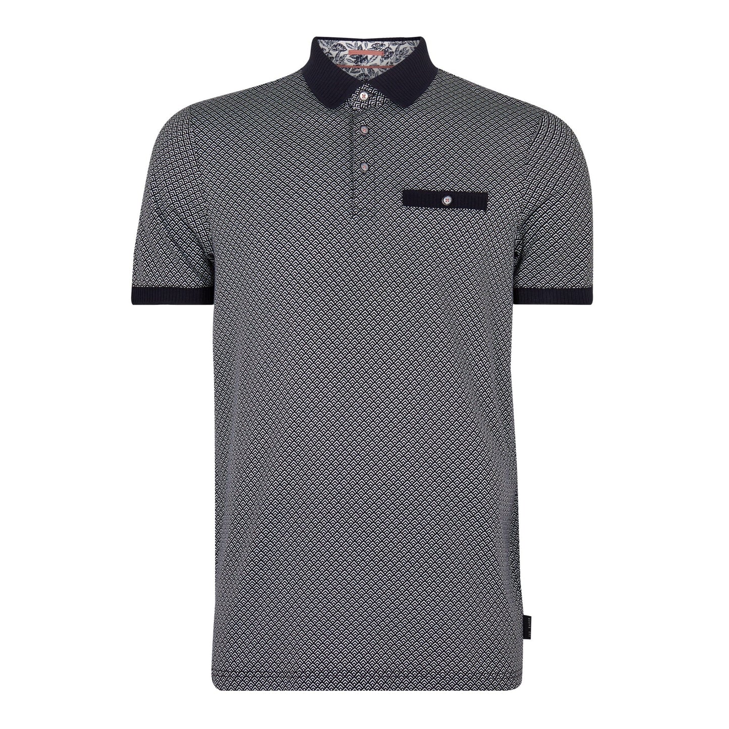 Men Sculpt-Geo Printed Ss Polo - Navy