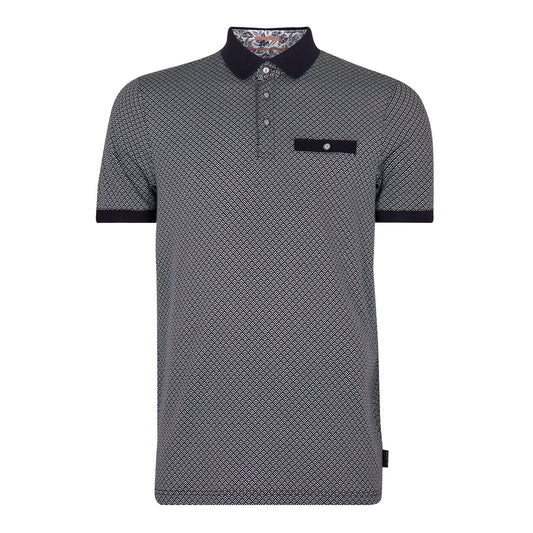 Men Sculpt-Geo Printed Ss Polo - Navy