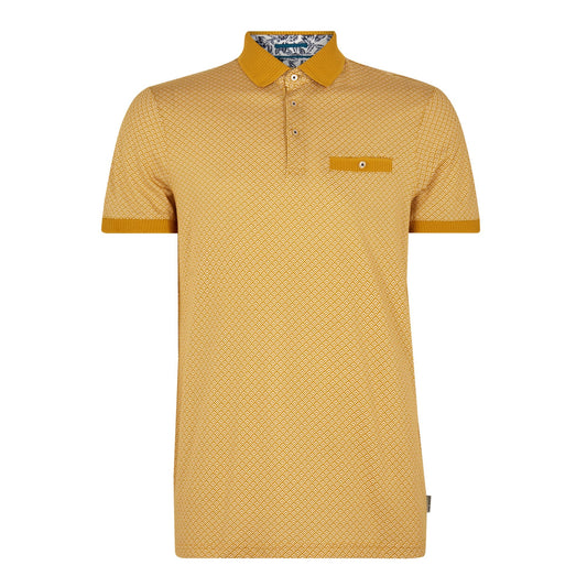 Men Sculpt-Geo Printed Ss Polo - Yellow