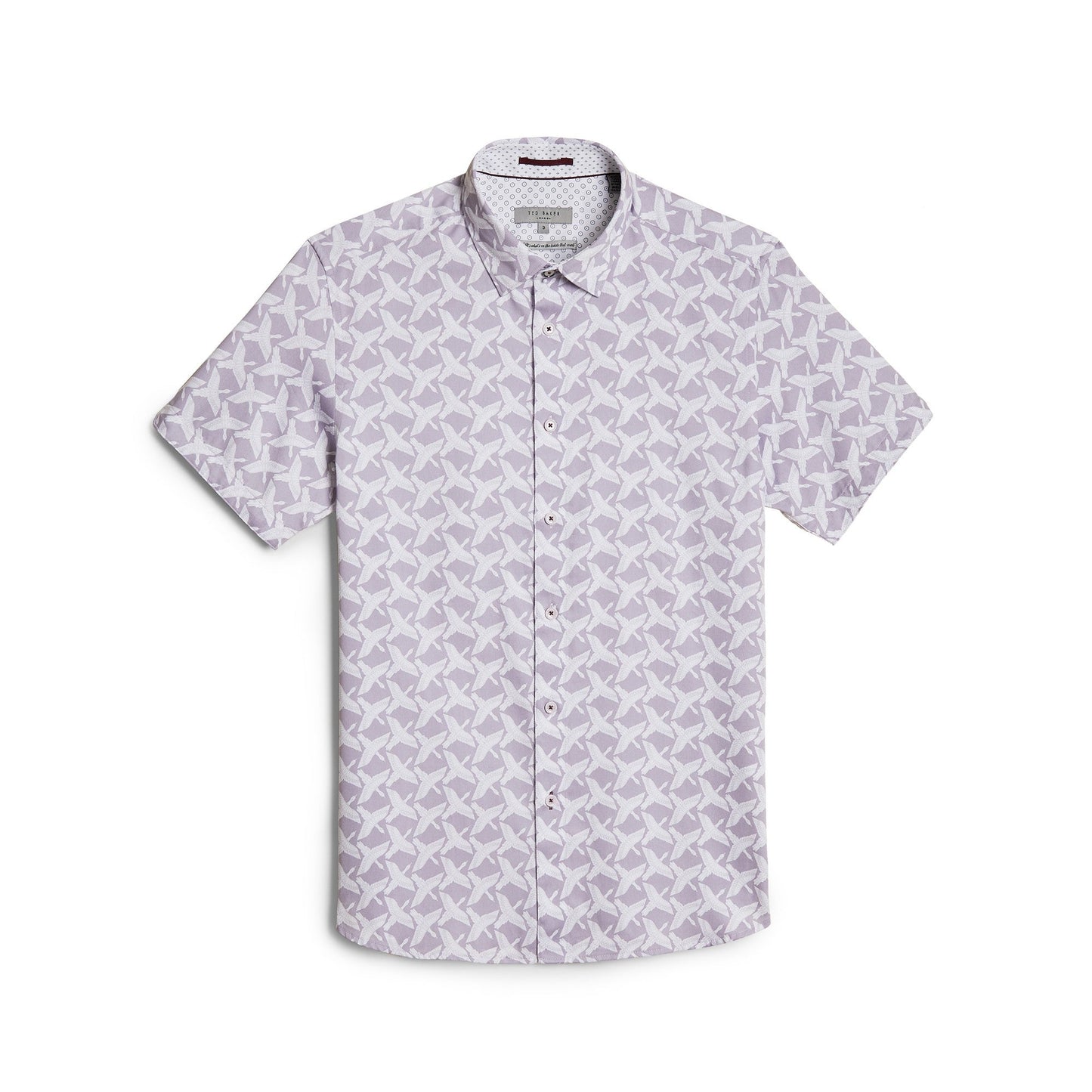 Men Sisno-Ss Bird Print Shirt - Lilac