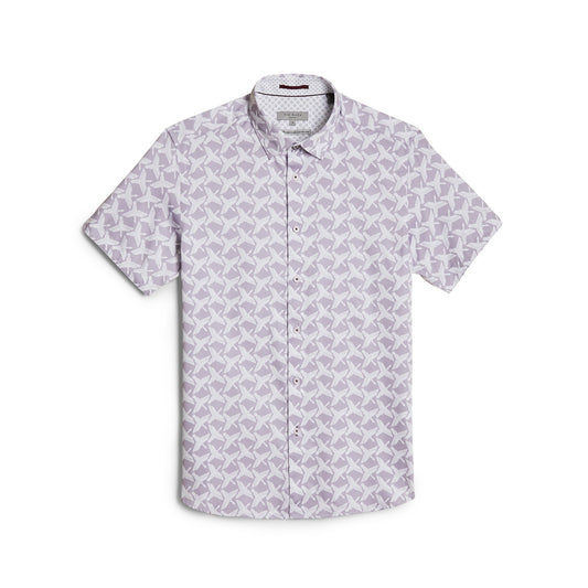 Men Sisno-Ss Bird Print Shirt - Lilac
