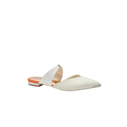 Women Loranac-Croc Embossed Flat Bow Strap Mule - White