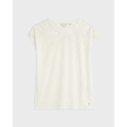 Women Lehoo-Burnout Detail T-Shirt - White