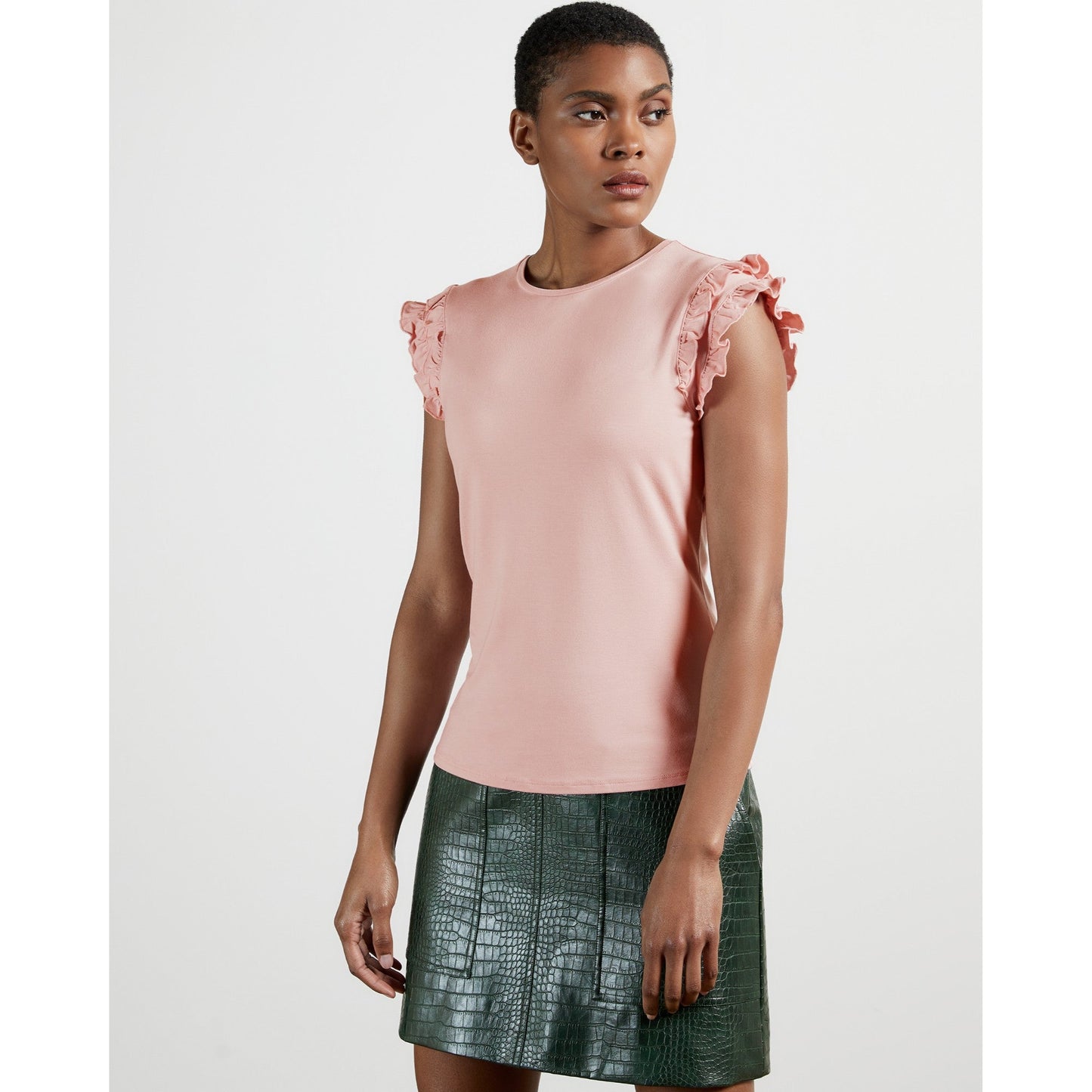 Women Liniea-Frill Sleeve T-Shirt - Pl-Pink