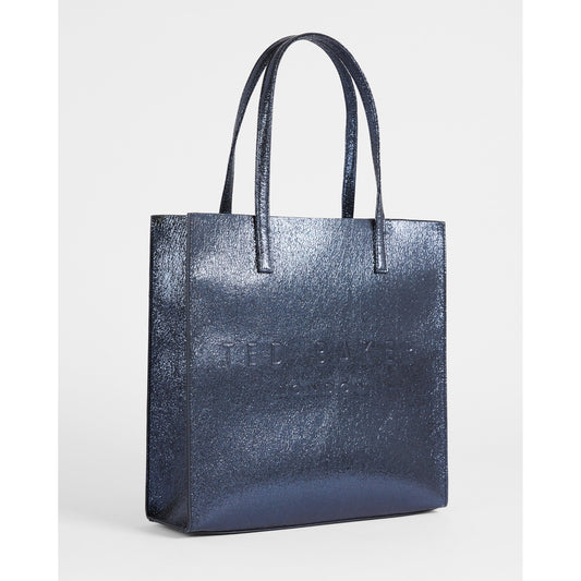 Women Abzcon-Crinkle Patent Embossed Large Icon - Dark-Blue