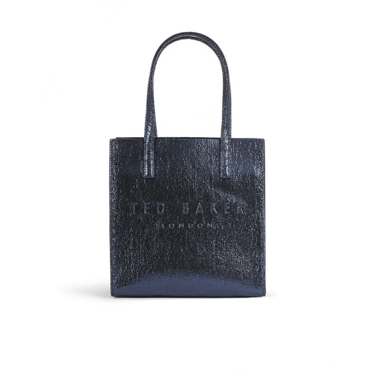 Women Alicon-Crinkle Patent Embossed Small Icon - Dark-Blue