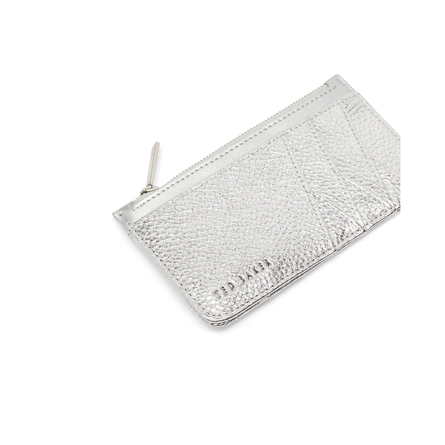 Women Gerii-Diagonal Zipped Cc Holder - Silver