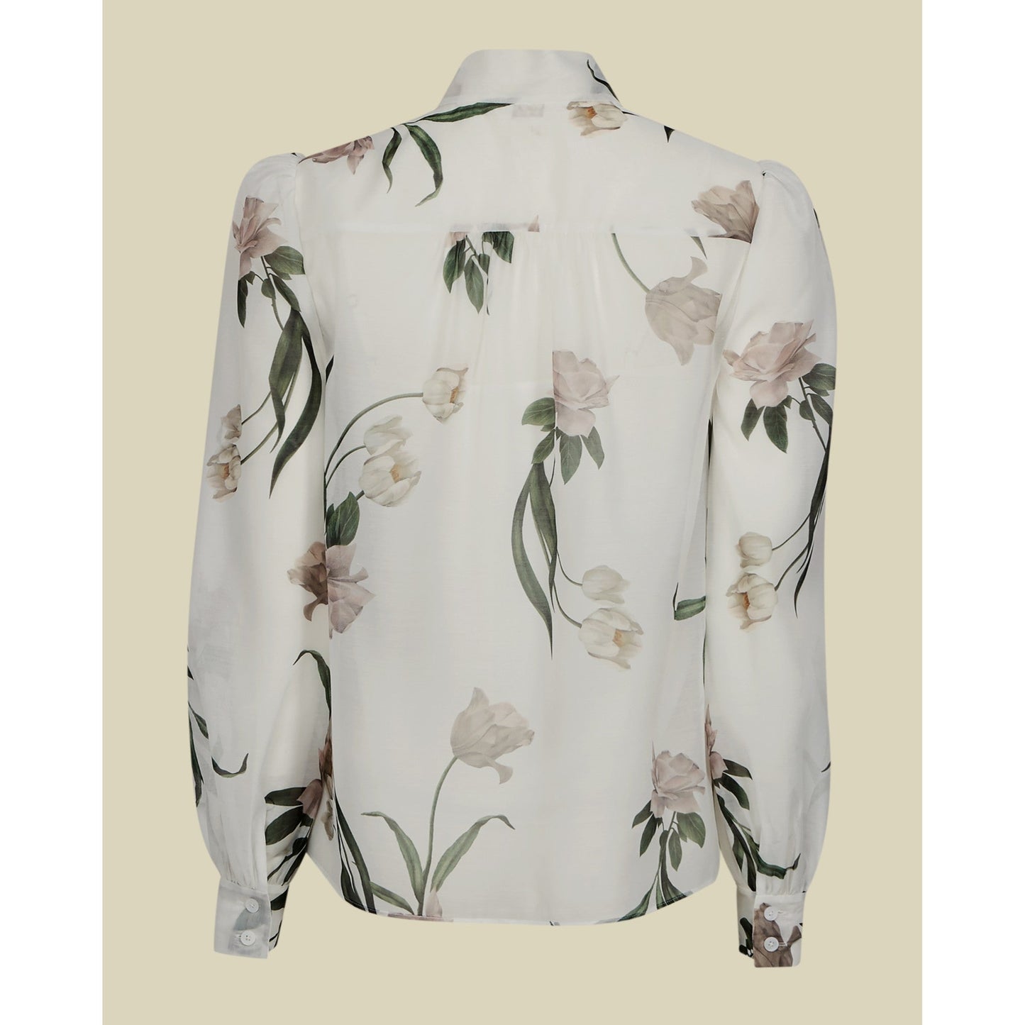 Women Farai-Elderflower Organza Blouse With Bow Neck - White