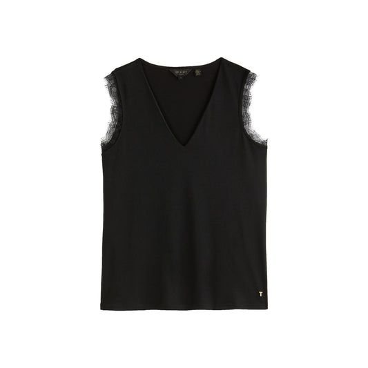 Women Orleni-Lace Detail Top - Black