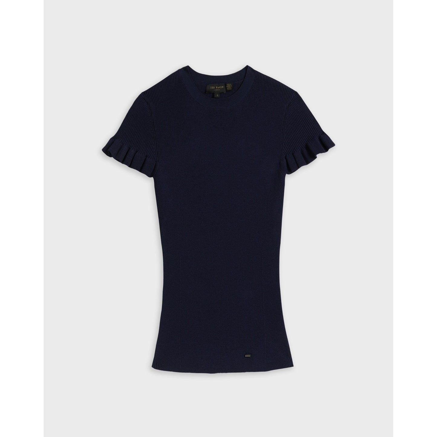 Women Tashhaa-Frill Detail Rib Knit Top - Navy