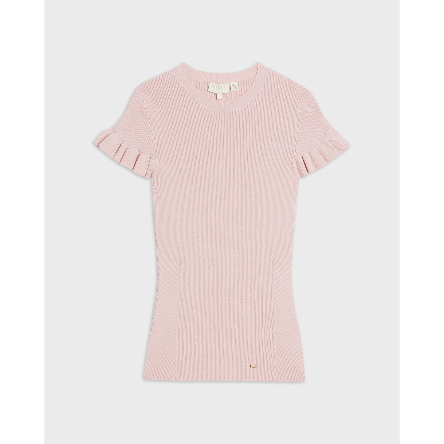 Women Tashhaa-Frill Detail Rib Knit Top - Pl-Pink
