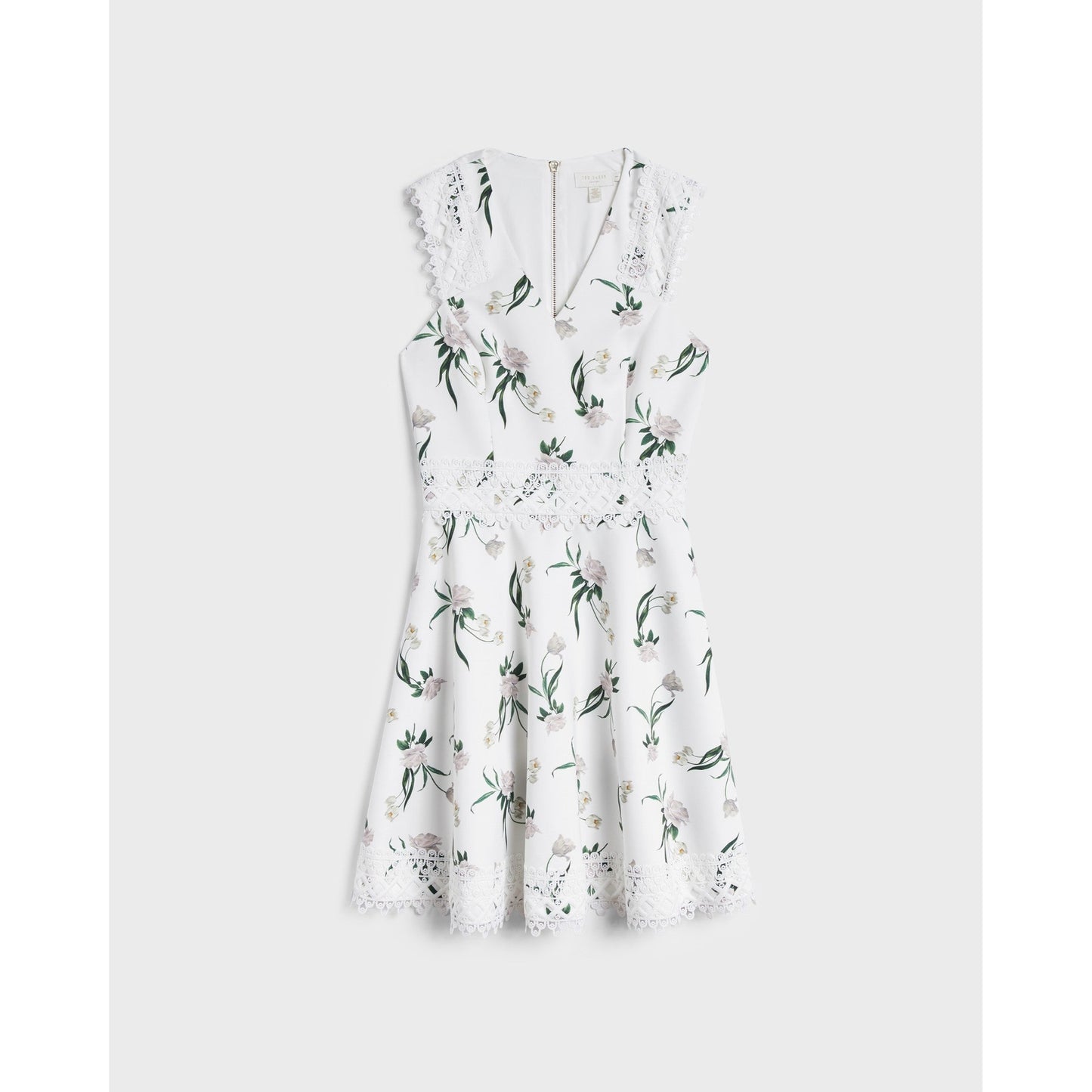 Women Nolla-Elderflower V-Neck Skater Dress - White