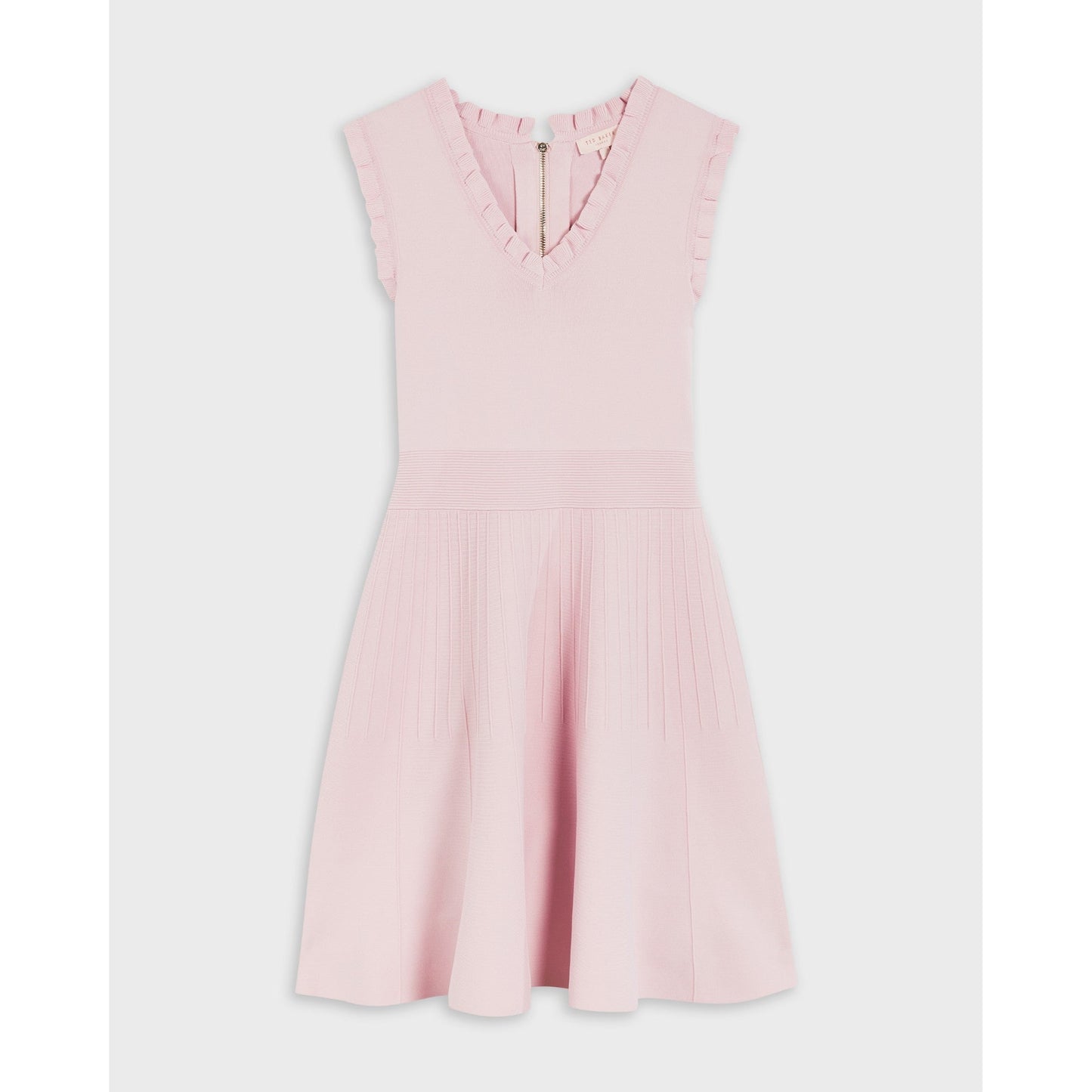 Women Riaan-Knitted Skater Dress With Frill Detail - Pink
