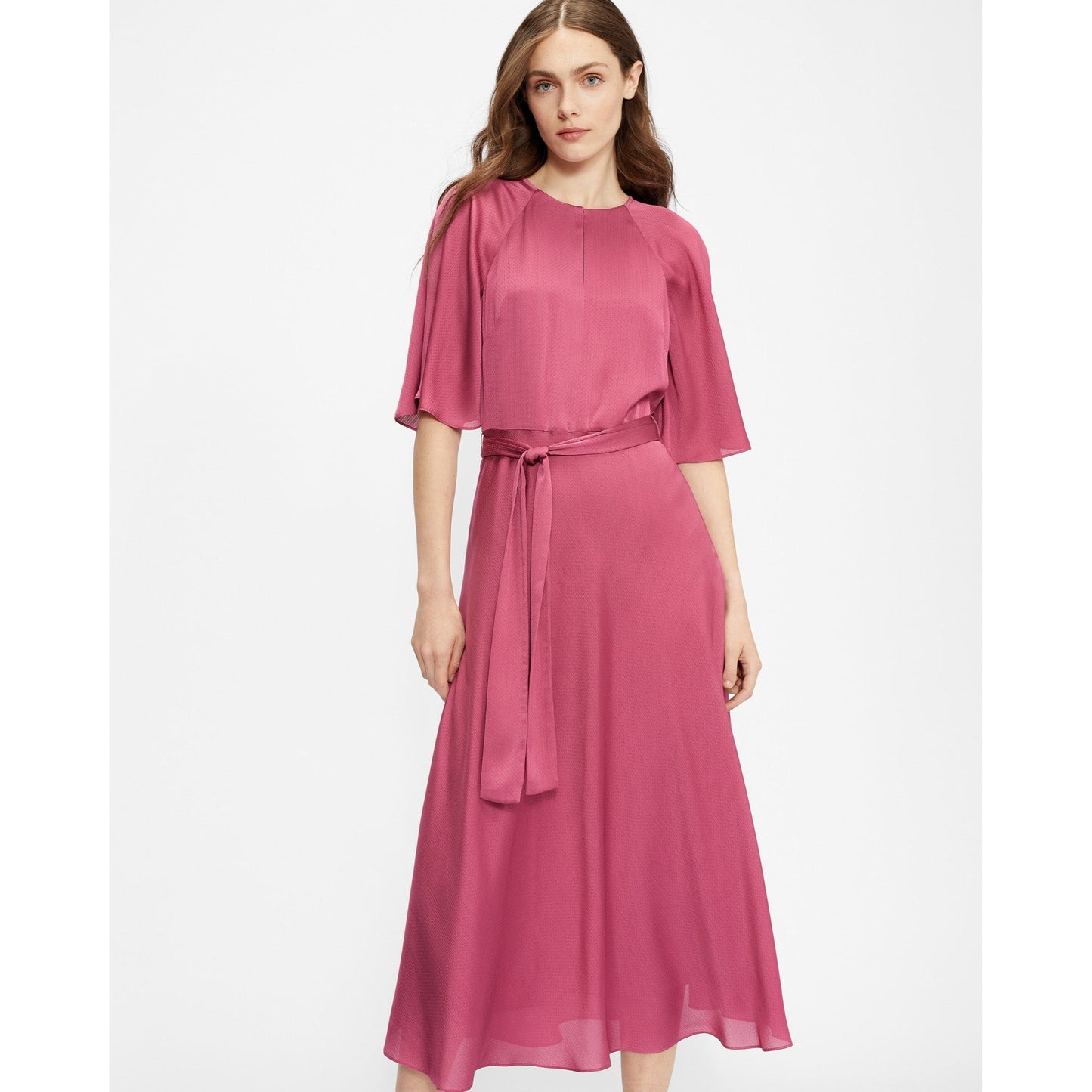Women Hariiet-Raglan Sleeve Tea Midi Dress - Dusky-Pink