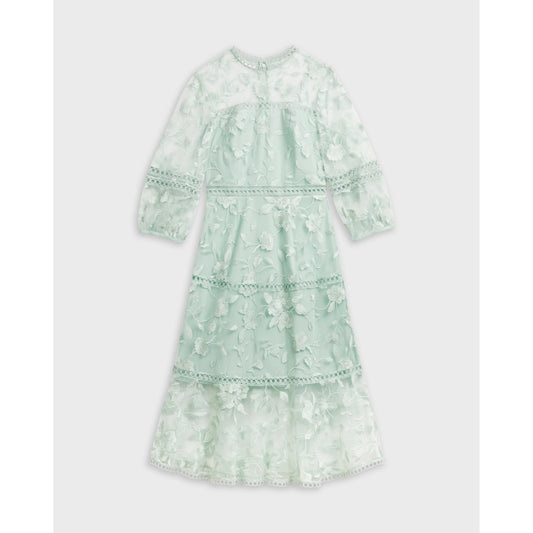 Women Tabii-Tiered Midi Dress With Tape Detailing - Mint